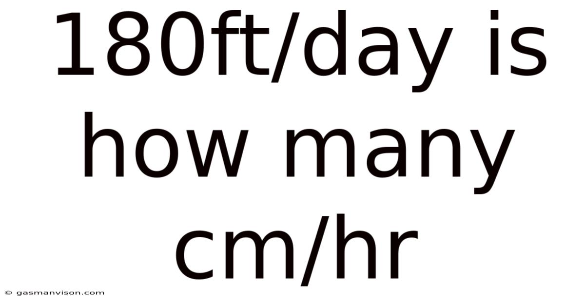 180ft/day Is How Many Cm/hr