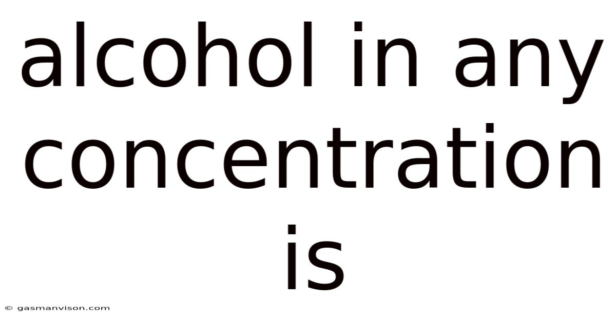 Alcohol In Any Concentration Is