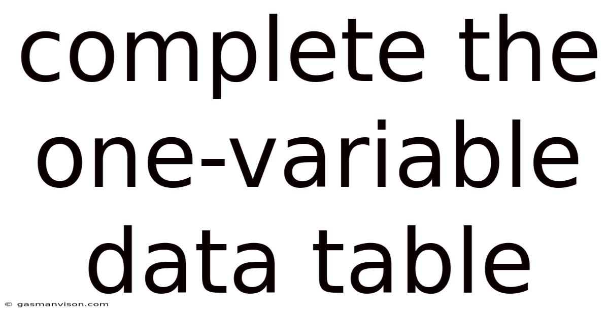Complete The One-variable Data Table