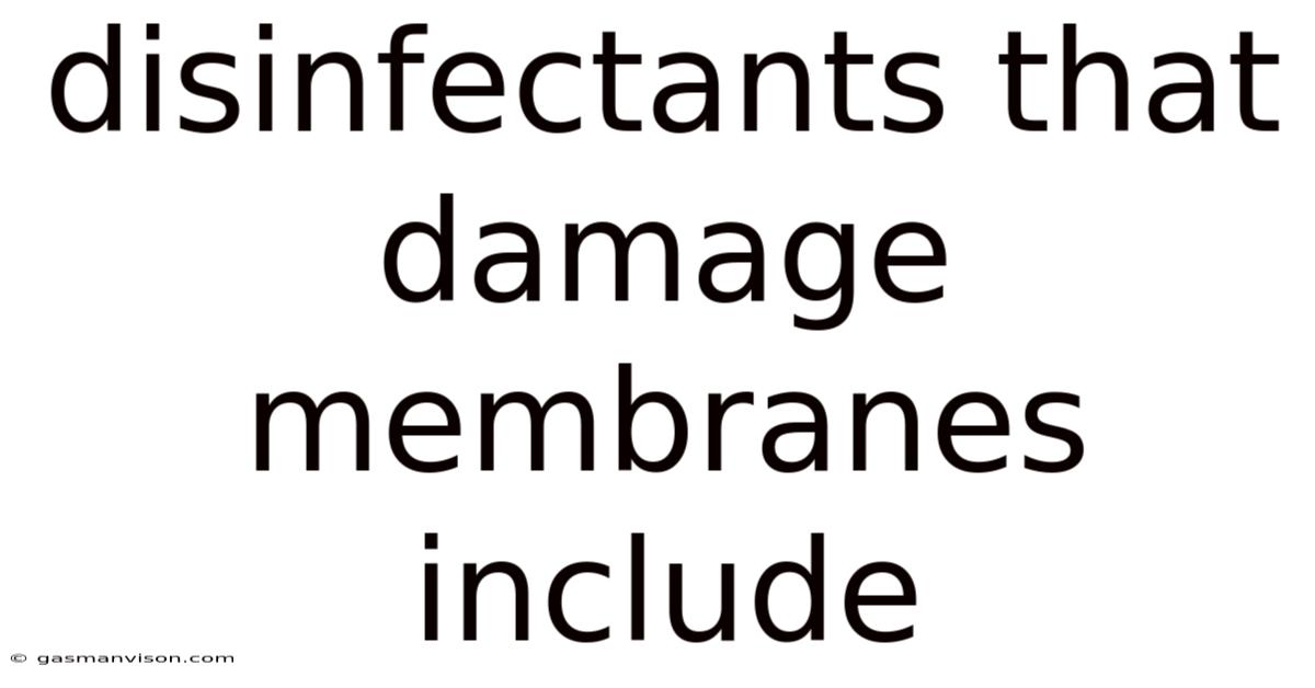 Disinfectants That Damage Membranes Include