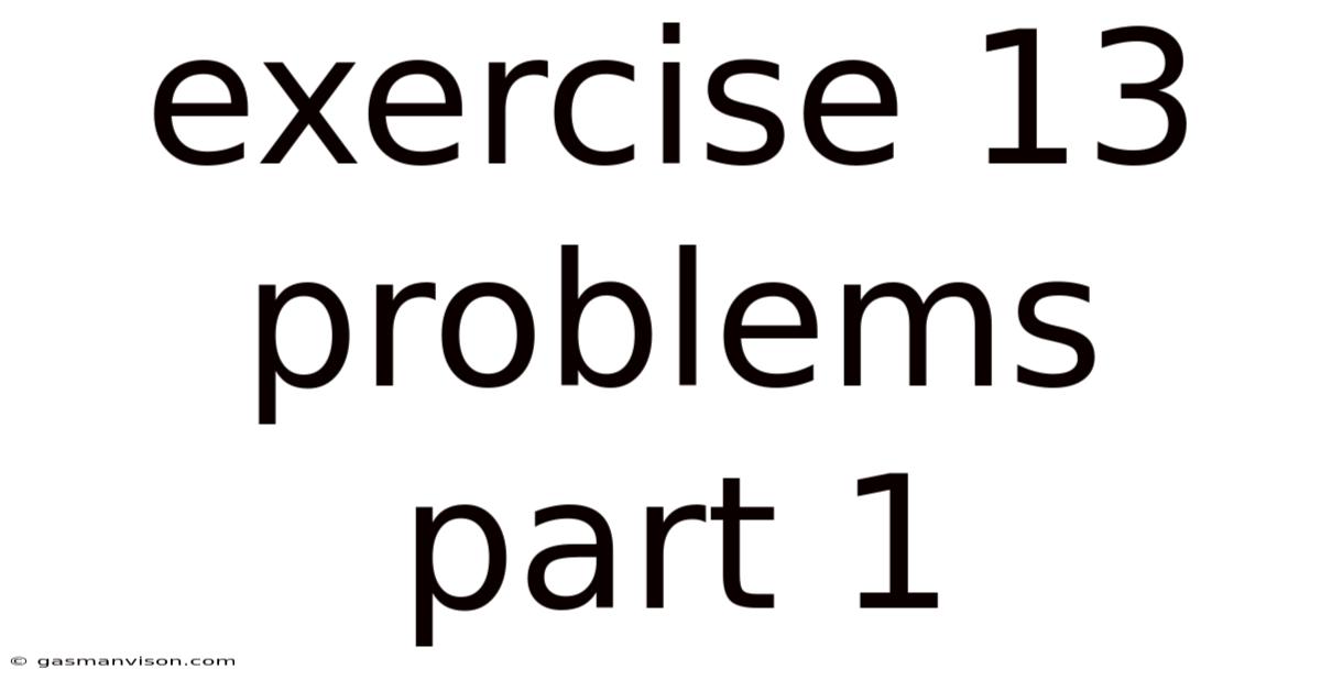 Exercise 13 Problems Part 1