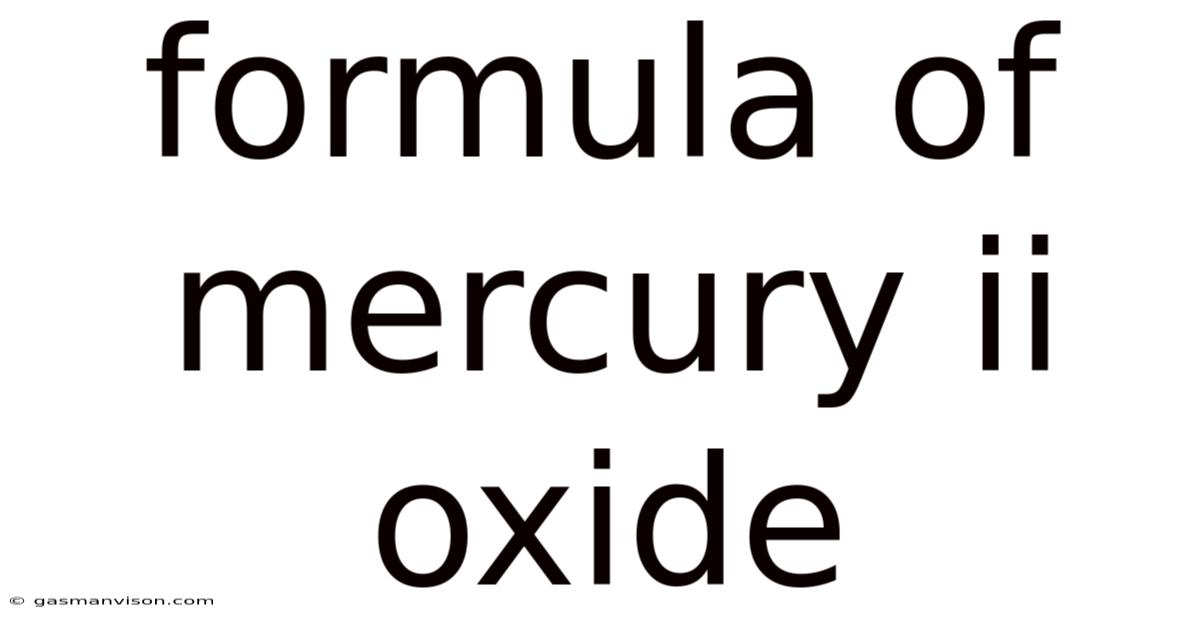 Formula Of Mercury Ii Oxide