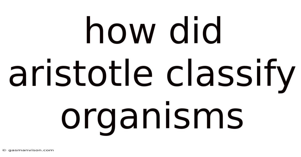 How Did Aristotle Classify Organisms