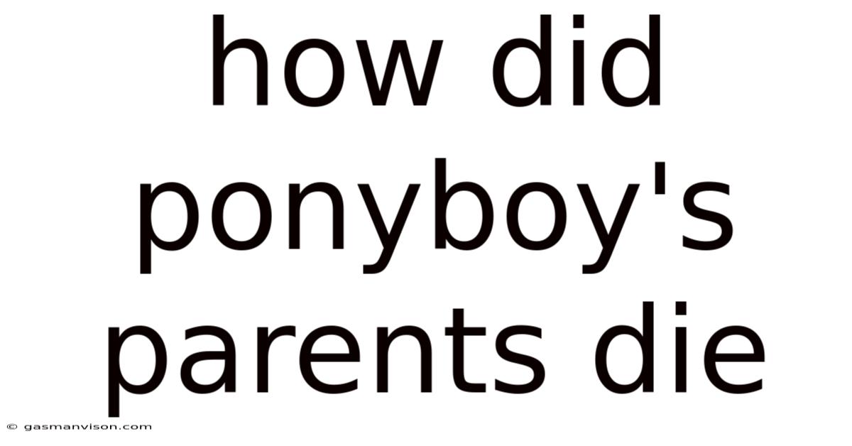 How Did Ponyboy's Parents Die
