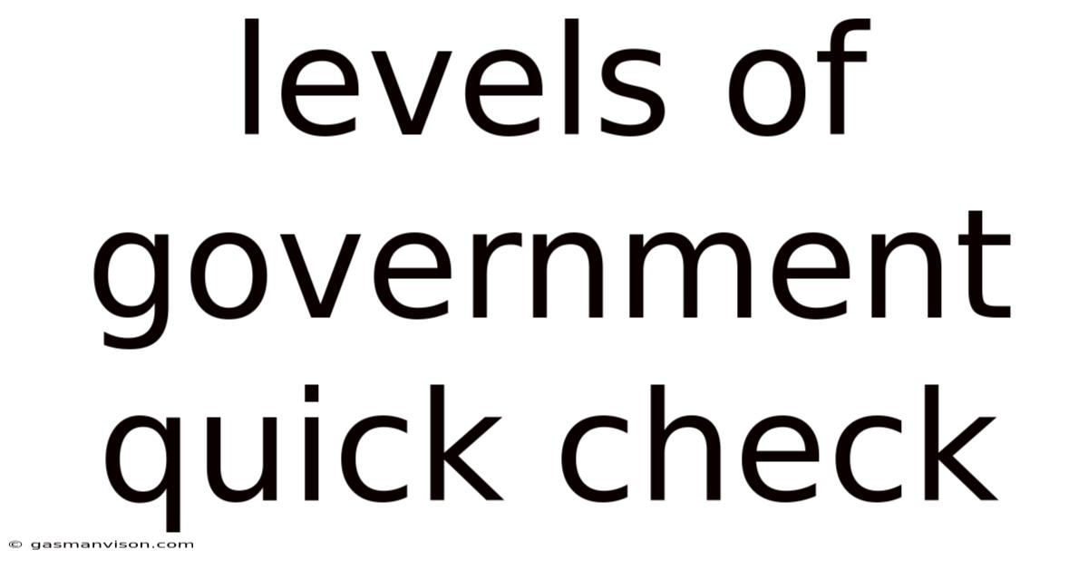 Levels Of Government Quick Check
