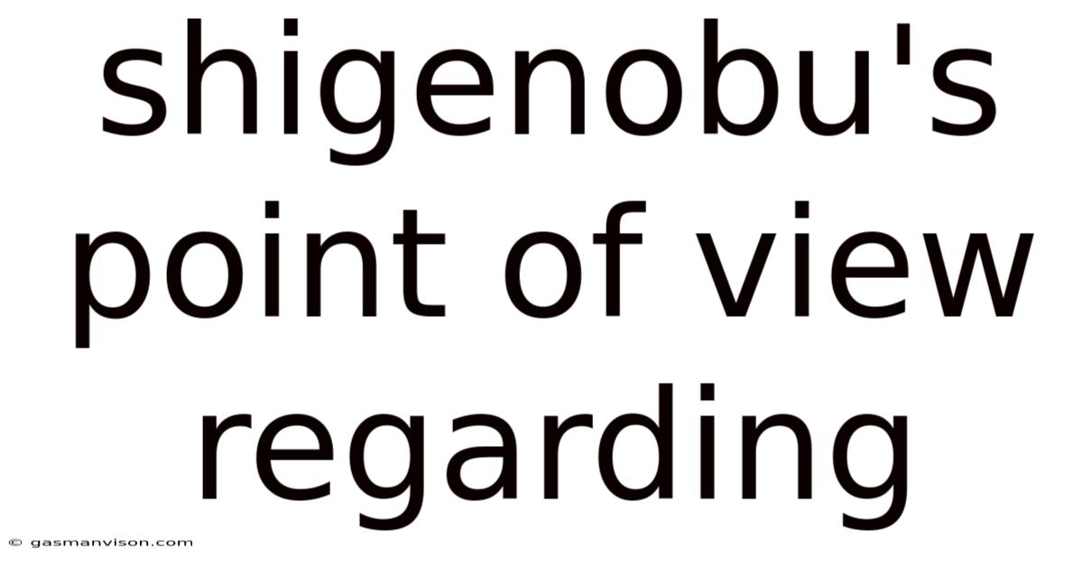 Shigenobu's Point Of View Regarding