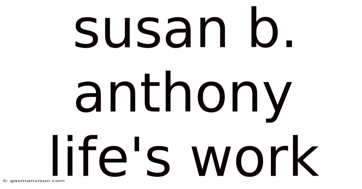 Susan B. Anthony Life's Work