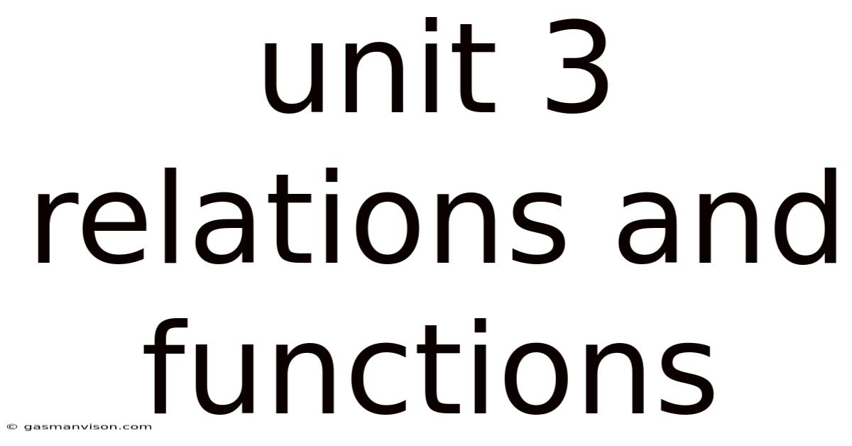 Unit 3 Relations And Functions