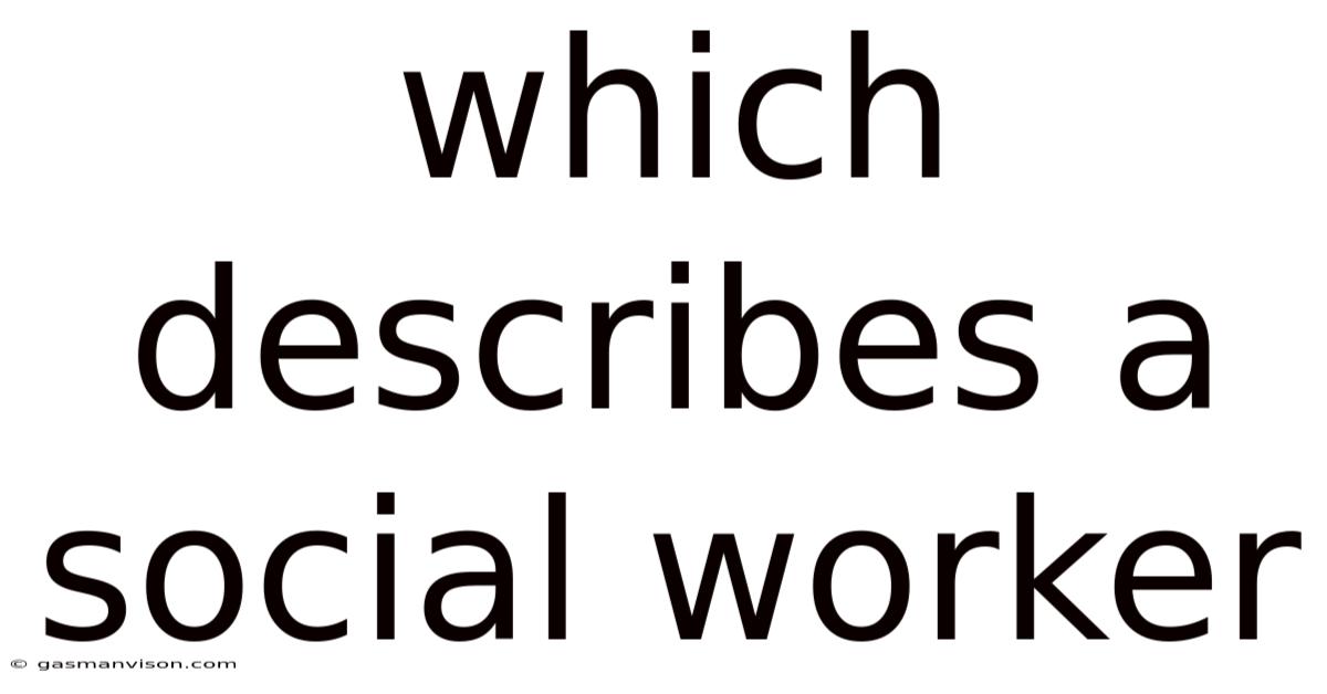 Which Describes A Social Worker