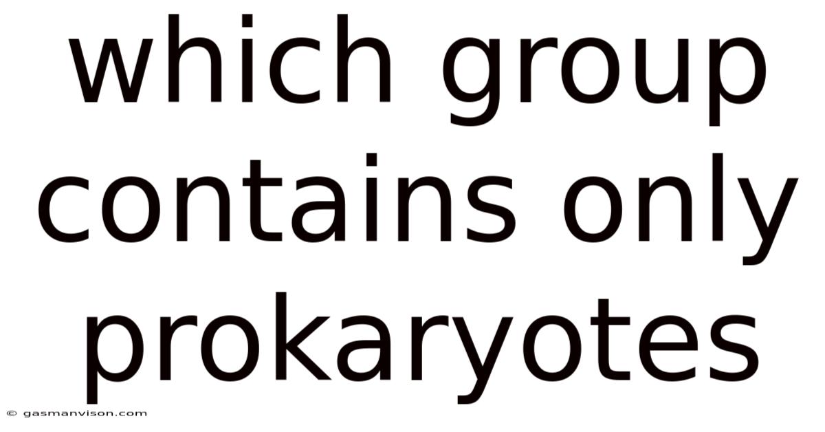 Which Group Contains Only Prokaryotes